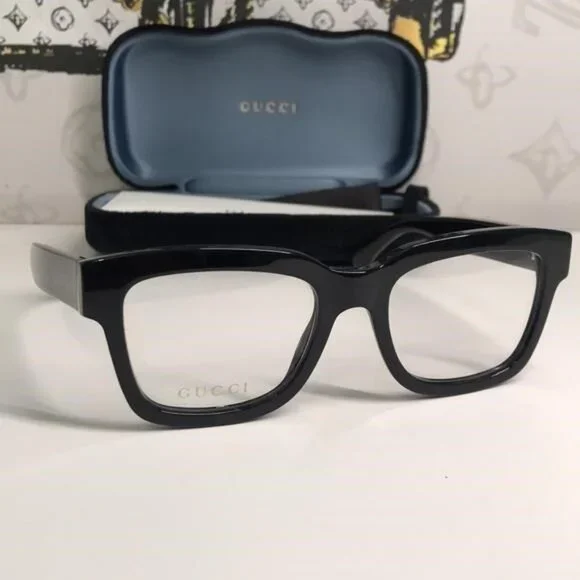 ✨ Luxury New Authentic Gucci GG1138O 001 Black Square Eyeglasses ✨